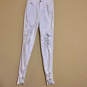 Vibrant MIU White Distressed Jeans, Size 3 (W 25)
